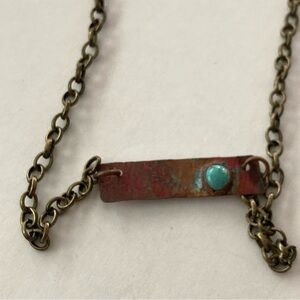 Handmade Rustic patina Bohemian Necklace with Turquoise Stone by Zoo Zoo Metal